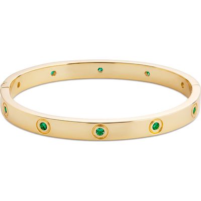 Sterling Forever Sterling Forever Verona 14k Gold Plated Emerald Cubic Zirconia Bangle 