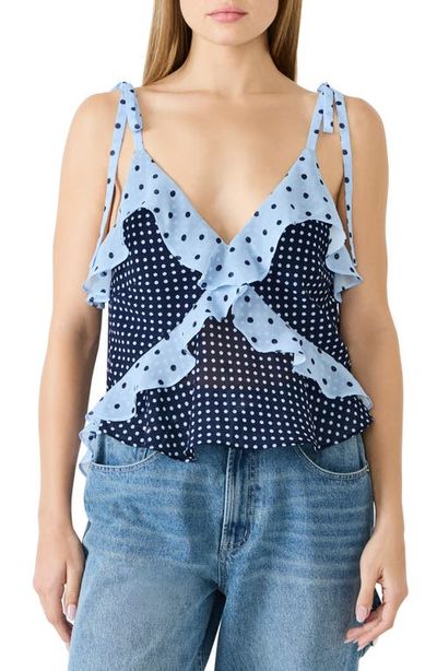 Steve Madden Steve Madden Adalina Polka Dot Ruffle Chiffon Tank
