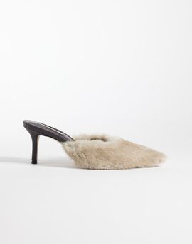 Steve Madden Steve Madden Alexi heeled mules in chestnut faux fur-Neutral