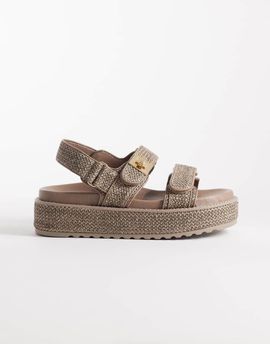 Steve Madden Steve Madden Bigmona flatform sandals in charcoal raffia-Gray