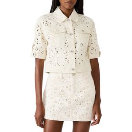 Steve Madden Steve Madden Blu Elbow-Sleeve Cotton Eyelet Jacket