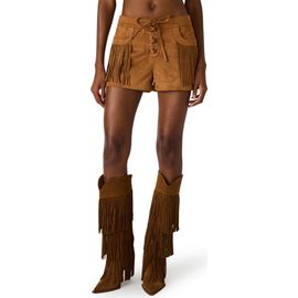 Steve Madden Steve Madden Cheyenne Fringe Detail Faux Suede Shorts