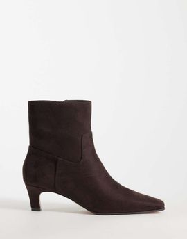 Steve Madden Steve Madden Davis kitten heel mid ankle boots in dark brown micro
