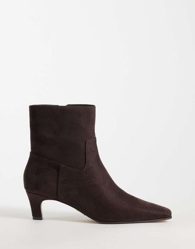 Steve Madden Steve Madden Davis kitten heel mid ankle boots in dark brown micro