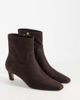 Steve Madden Steve Madden Davis kitten heel mid ankle boots in dark brown micro - 2