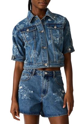 Steve Madden Steve Madden Distressed Short Sleeve Denim Jacket