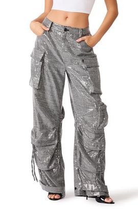 Steve Madden Steve Madden Duo Plaid Sequin Cargo Pants