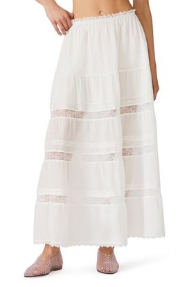 Steve Madden Steve Madden Elisse Lace Detail Cotton Maxi Skirt