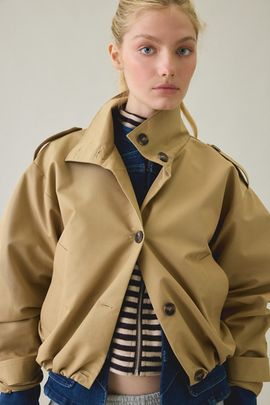 Steve Madden Steve Madden Fayden Cropped Trench Jacket in Khaki, Women's at Urban Outfitters