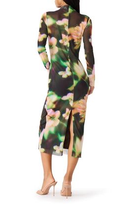 Steve Madden Steve Madden Floral Long Sleeve Mesh Midi Dress