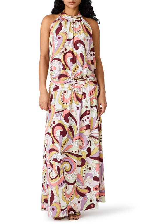 Steve Madden Steve Madden Gala Print Halter Maxi Dress