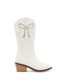 Steve Madden Steve Madden Girls' Jaddin Metallic Rhinestone Bow Boots Little Kid, Big Kid