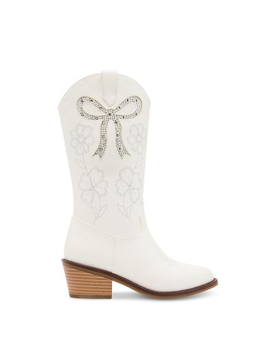 Steve Madden Steve Madden Girls' Jaddin Metallic Rhinestone Bow Boots Little Kid, Big Kid