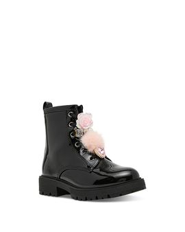 Steve Madden Steve Madden Girls' Jcharms Faux Patent Leather Boots Little Kid, Big Kid
