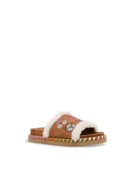 Steve Madden Steve Madden Girls' Jzuzu Emoji Faux Fur Slide Sandals Little Kid, Big Kid
