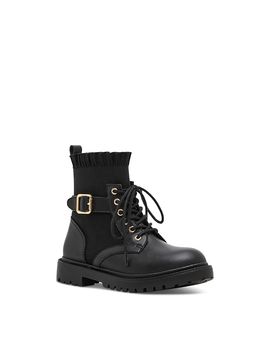 Steve Madden Steve Madden Girls' Ruffle Buckle Strap Combat Boots Little Kid, Big Kid