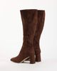 Steve Madden Steve Madden Holly block heeled knee boots in brown suede - 4