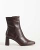 Steve Madden Steve Madden Hurst block heeled mid-height ankle boots in ground coffee leather-Brown - 1