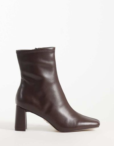 Steve Madden Steve Madden Hurst block heeled mid-height ankle boots in ground coffee leather-Brown