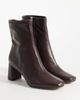 Steve Madden Steve Madden Hurst block heeled mid-height ankle boots in ground coffee leather-Brown - 2