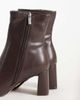 Steve Madden Steve Madden Hurst block heeled mid-height ankle boots in ground coffee leather-Brown - 3