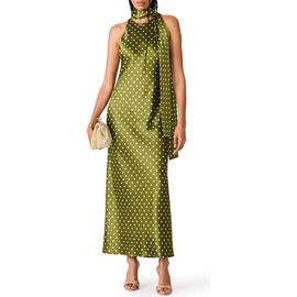 Steve Madden Steve Madden Jaiden Polka Dot Satin Scarf Maxi Dress