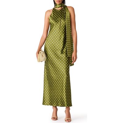 Steve Madden Steve Madden Jaiden Polka Dot Satin Scarf Maxi Dress