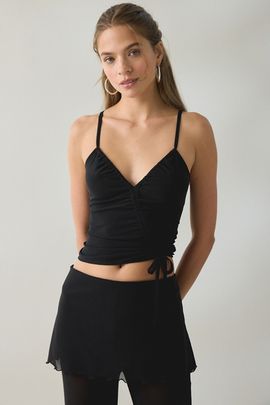 Steve Madden Steve Madden Jude Asymmetric Ruched Jersey Knit Cami in Black, Women's at Urban Outfitters