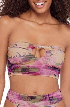 Steve Madden Steve Madden Keyhole Faux Pearl Strapless Bikini Top