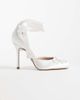 Steve Madden Steve Madden Larina ballet-inspired square-toe heeled pumps with satin straps in ivory satin-White - 1