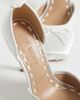 Steve Madden Steve Madden Larina ballet-inspired square-toe heeled pumps with satin straps in ivory satin-White - 3