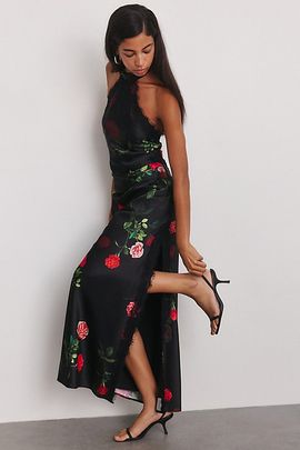 Steve Madden Steve Madden Lillenne Rose Garden High Halter Neck Maxi Dress in Rose Garden, Women's at Urban Outfitters