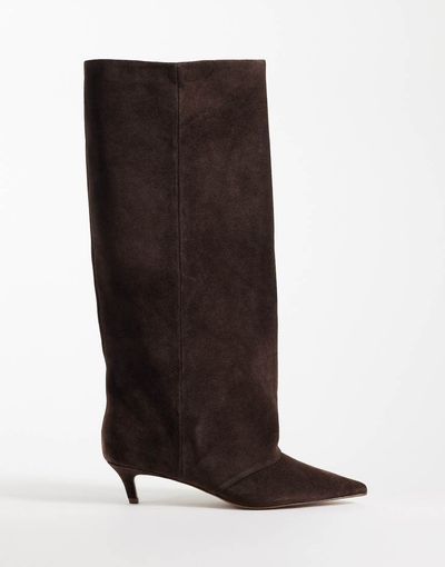 Steve Madden Steve Madden Luca kitten heeled knee boots in brown suede