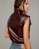 Steve Madden Steve Madden Luxie Funnel Neck Faux Leather Vest Jacket in Maroon, Women's at Urban Outfitters - 2