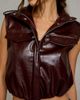 Steve Madden Steve Madden Luxie Funnel Neck Faux Leather Vest Jacket in Maroon, Women's at Urban Outfitters - 4