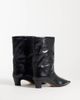 Steve Madden Steve Madden Lytton kitten heel mid ankle boots in black crinkle leather - 4