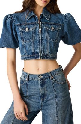 Steve Madden Steve Madden Marcy Cropped Puff Sleeve Jacket