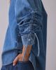 Steve Madden Steve Madden Merrit Ruched Tie-Sleeve Denim Button-Down Shirt in Tinted Denim, Women's at Urban Outfitters - 2