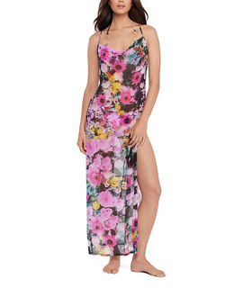 Steve Madden Steve Madden Mesh Cowl Neck Maxi Dress with High Slits Cover Up