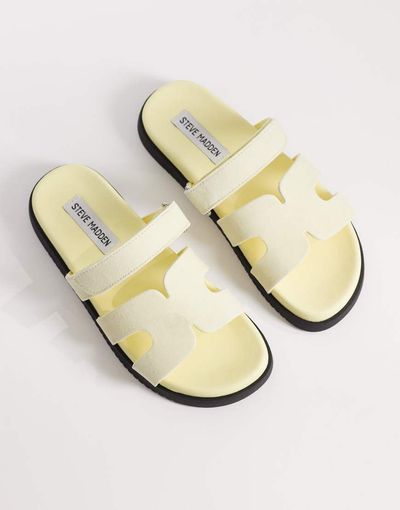 Steve Madden Steve Madden Missile sandals with straps in butter yellow suede