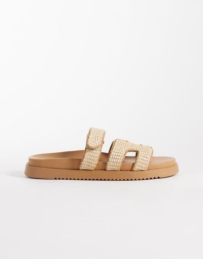 Steve Madden Steve Madden Missile sandals with straps in natural raffia-Neutral