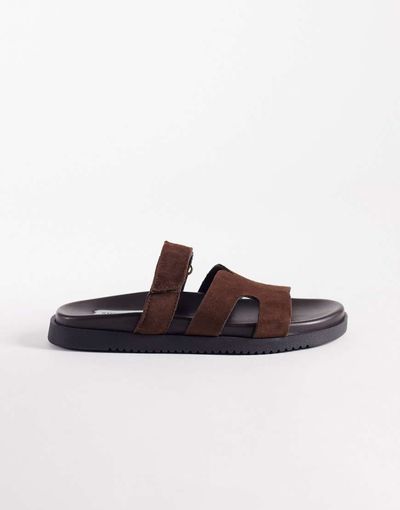 Steve Madden Steve Madden Missile suede strap slides in brown