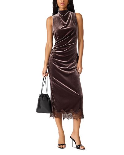 Steve Madden Steve Madden Mo Draped Velvet Midi Dress