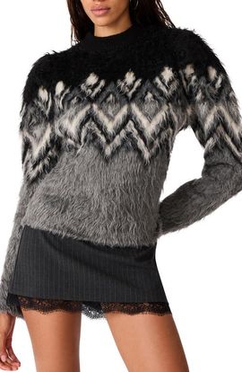 Steve Madden Steve Madden Mora Chevron Fuzzy Sweater