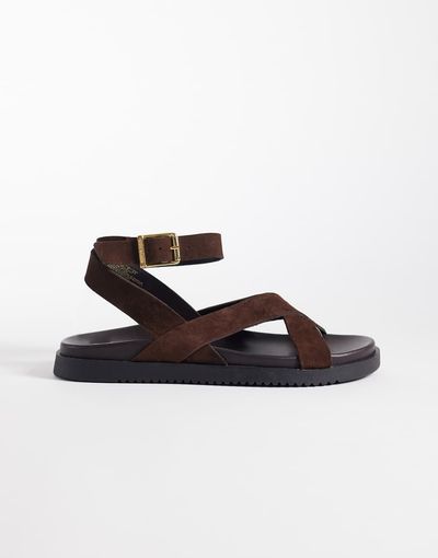 Steve Madden Steve Madden Mybestie-E flat sandals in brown suede