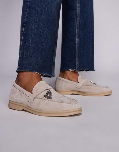 Steve Madden Steve Madden Portland loafers in bone suede-White