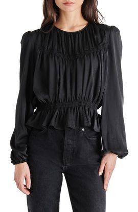 Steve Madden Steve Madden Pyper Ruched Satin Peplum Top
