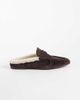 Steve Madden Steve Madden Rafe ruched mule loafers with faux shearling trim in chocolate suede-Brown - 1