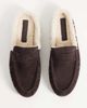 Steve Madden Steve Madden Rafe ruched mule loafers with faux shearling trim in chocolate suede-Brown - 2