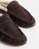 Steve Madden Steve Madden Rafe ruched mule loafers with faux shearling trim in chocolate suede-Brown - 3